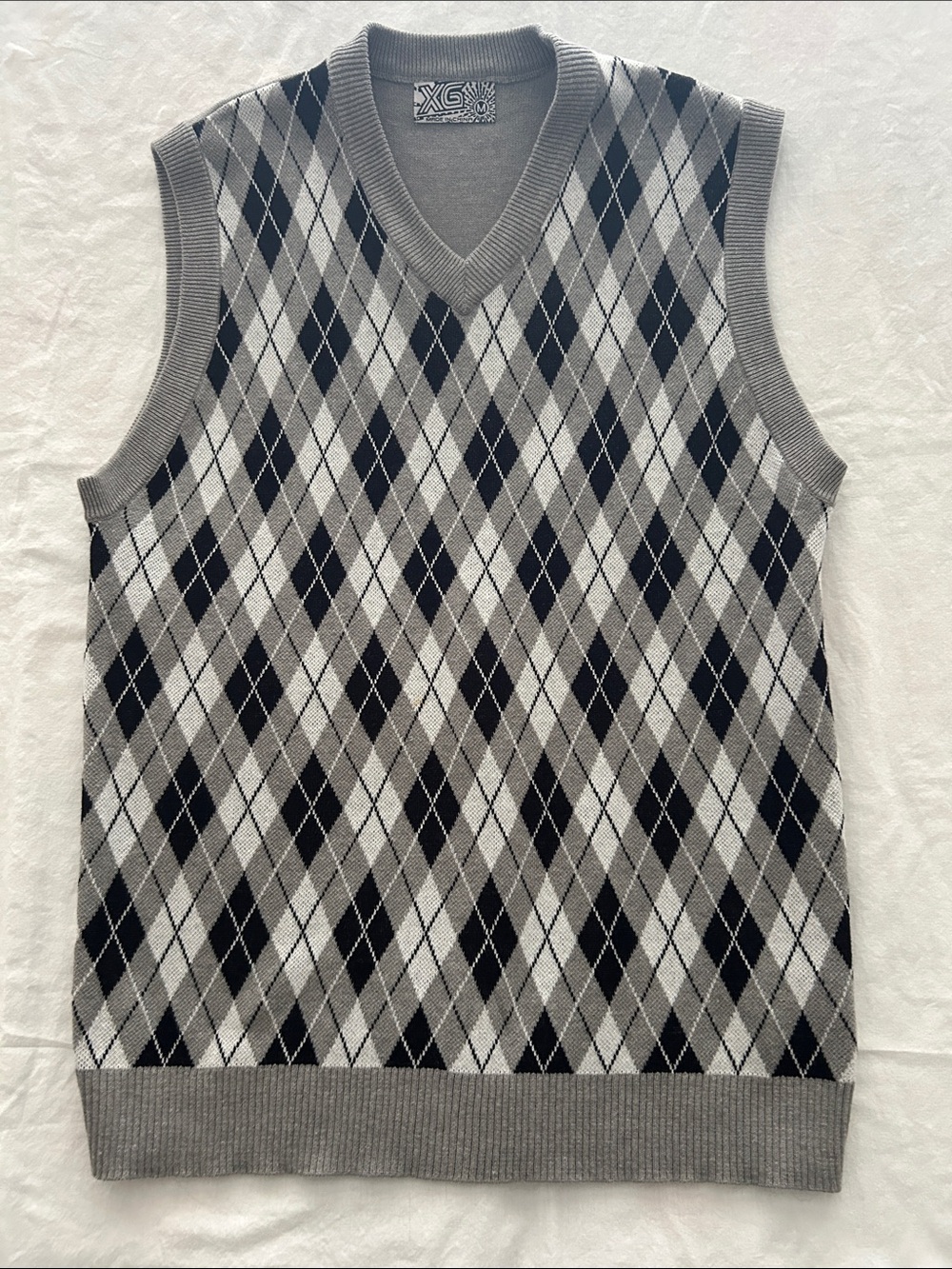 Argyle V‑Neck Sweater Vest in Gray by XGM